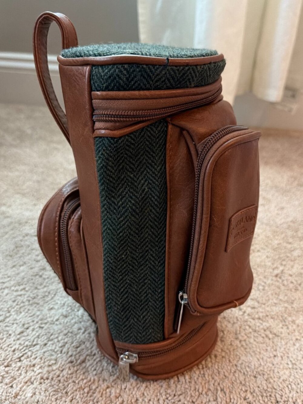 Portland Leather Toiletry Golf Bag Dopp Kit Ireland Tweed Travel Gift Father Day